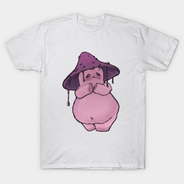 Mushroom Character Shy Pink Ink Cap Mushroom T-Shirt by sheehanstudios